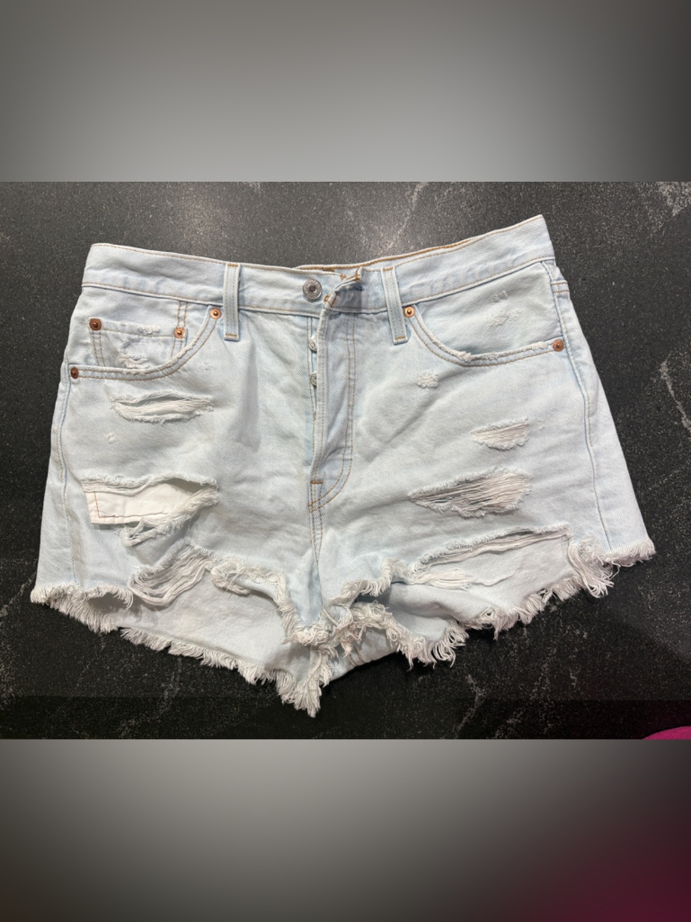 Levi's Light Blue Distressed Denim Cutoff Shorts